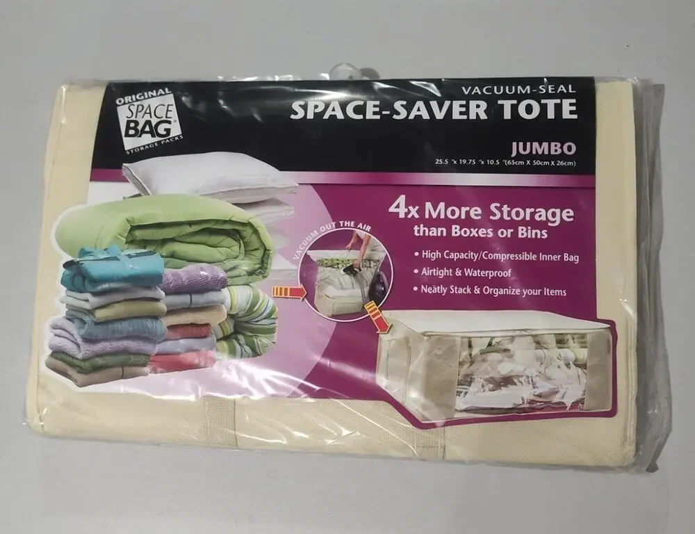 Space Bag Jumbo Vacuum Storage Tote Airtight Waterproof Zipper 25.5x19.75x10.5